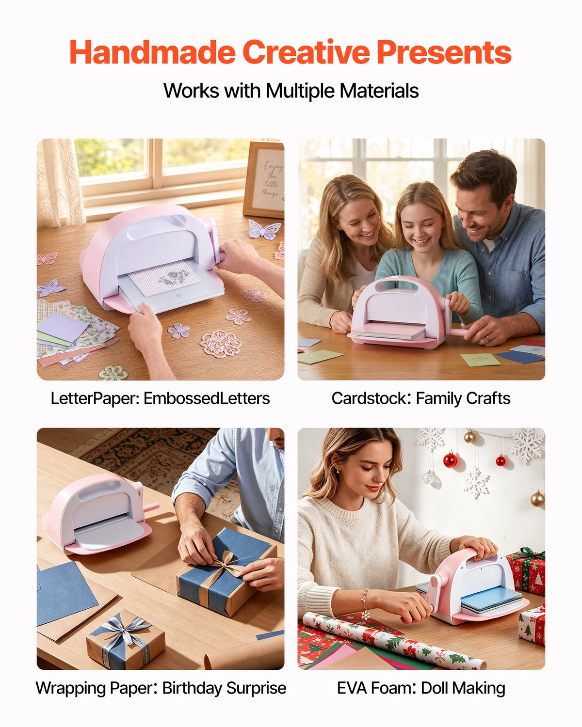 VEVOR Manual Die Cutting and Embossing Machine, 229mm Opening, Portable Die Cut Machine with Cutting Plates, Ergonomic Handle, Easy to Store, for Arts and Crafts, Scrapbooking, Card Making, Crafting