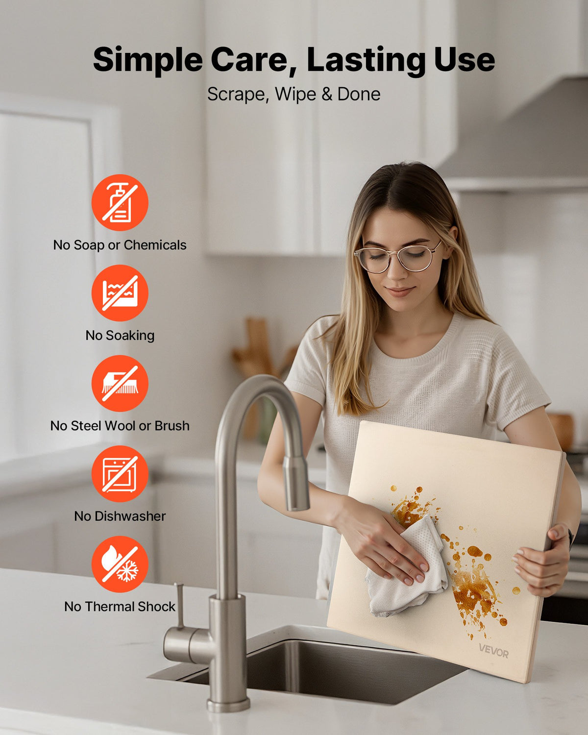 VEVOR Pizza Stone, 406 x 355 mm Rectangular Cordierite Pizza Stone, Extra Large Baking-Stone with Scraper, 15 mm Thick Heat-Resistant Cordierite, for Kitchen Oven, Baking Bread & Pizzas, BBQ Grilling