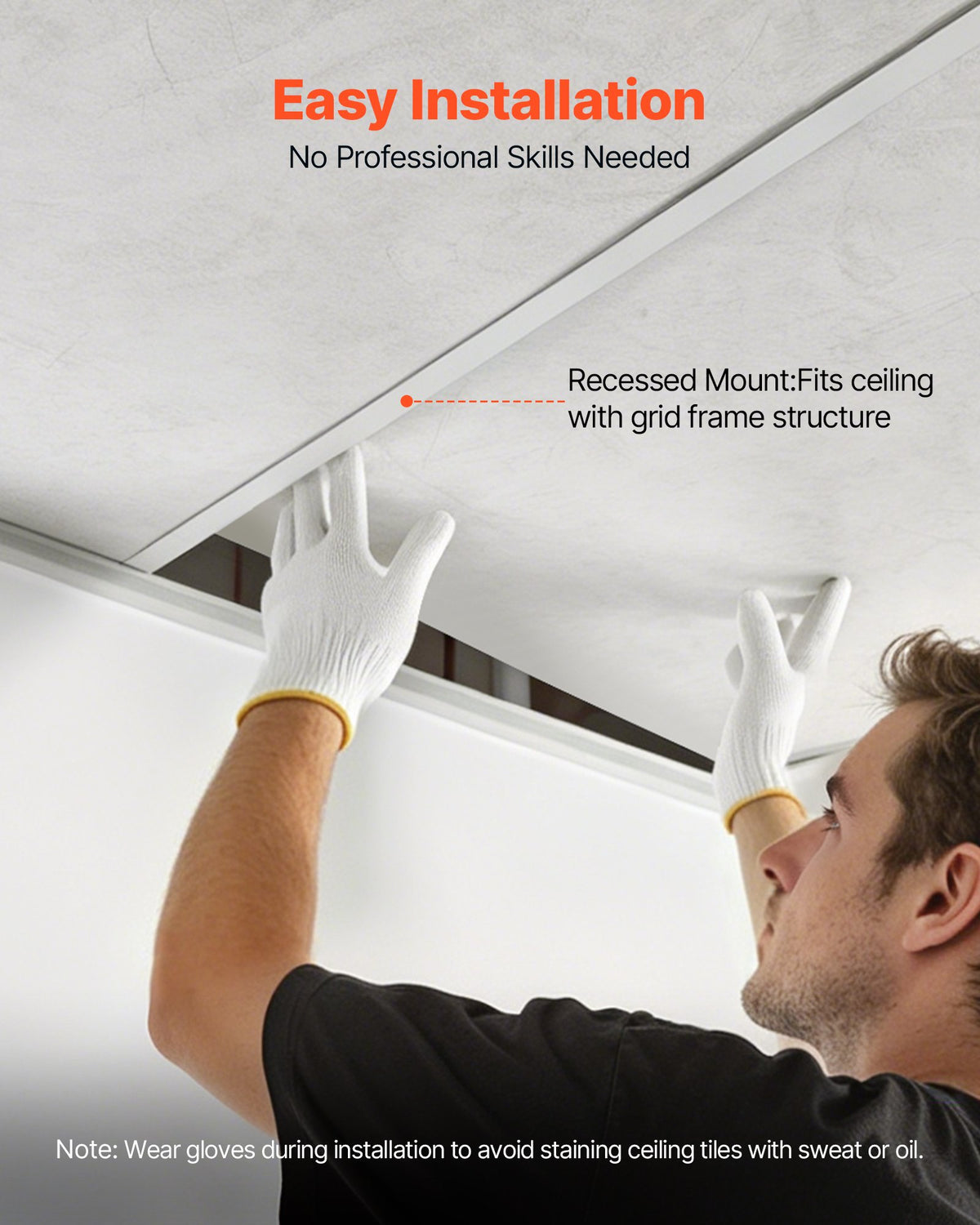 VEVOR 605x1210mm PVC Ceiling Tiles 10-Pack Drop Ceiling Panels White Marble, PVC Foam Board, Grid Fit, Water-Resistant, Flexible Cut, Easy to Clean, Modern Decorative Finish for Home, Office Areas