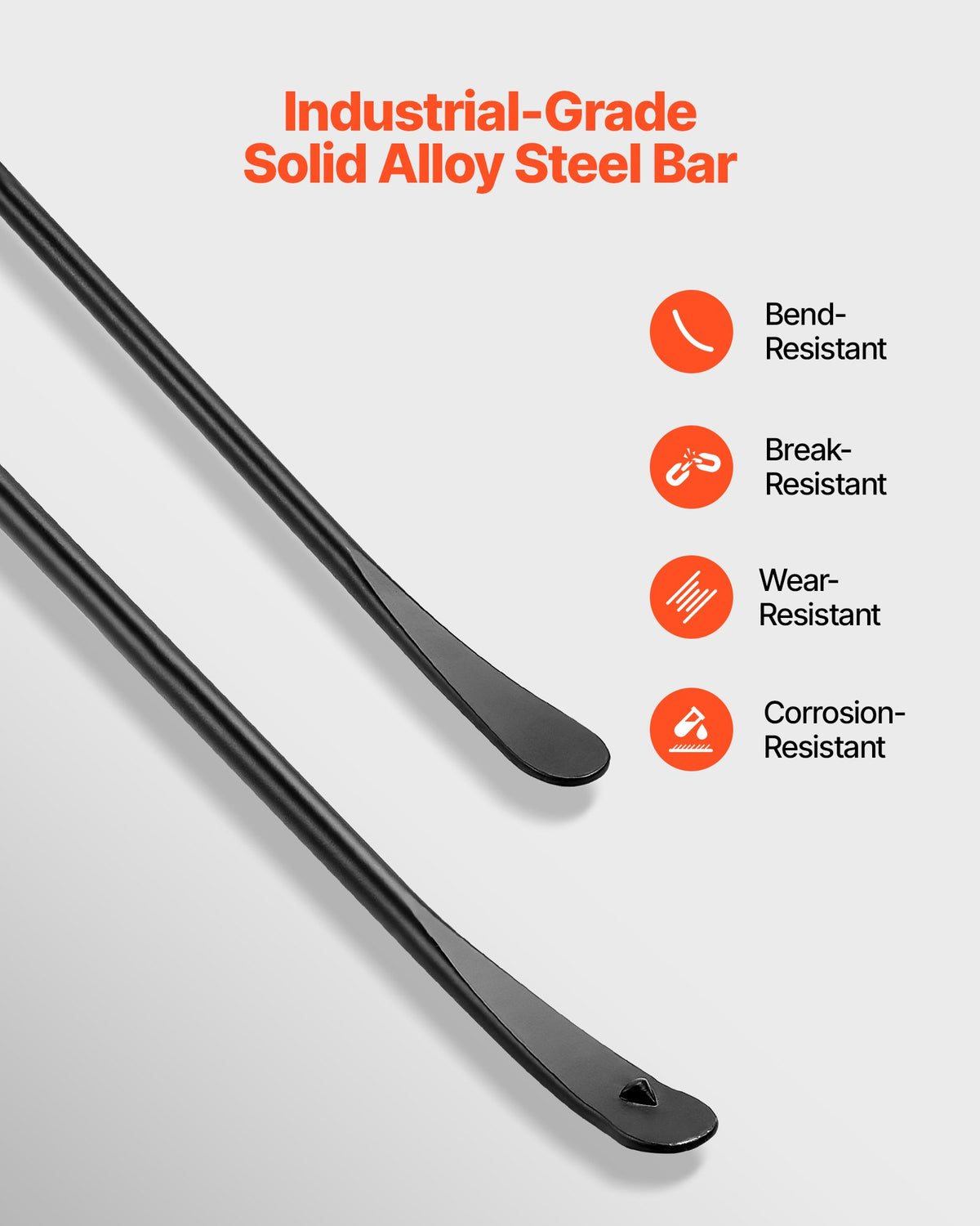 VEVOR Tire Bars, 2 PCS, 970 mm Tire Mount and Demount Iron & 765 mm Mt and Demount Spoon Bar, Heavy Duty Solid Alloy Steel Changing Tools for Truck, Semi Truck, Off-Road Vehicle, Bus, Tractor, Black