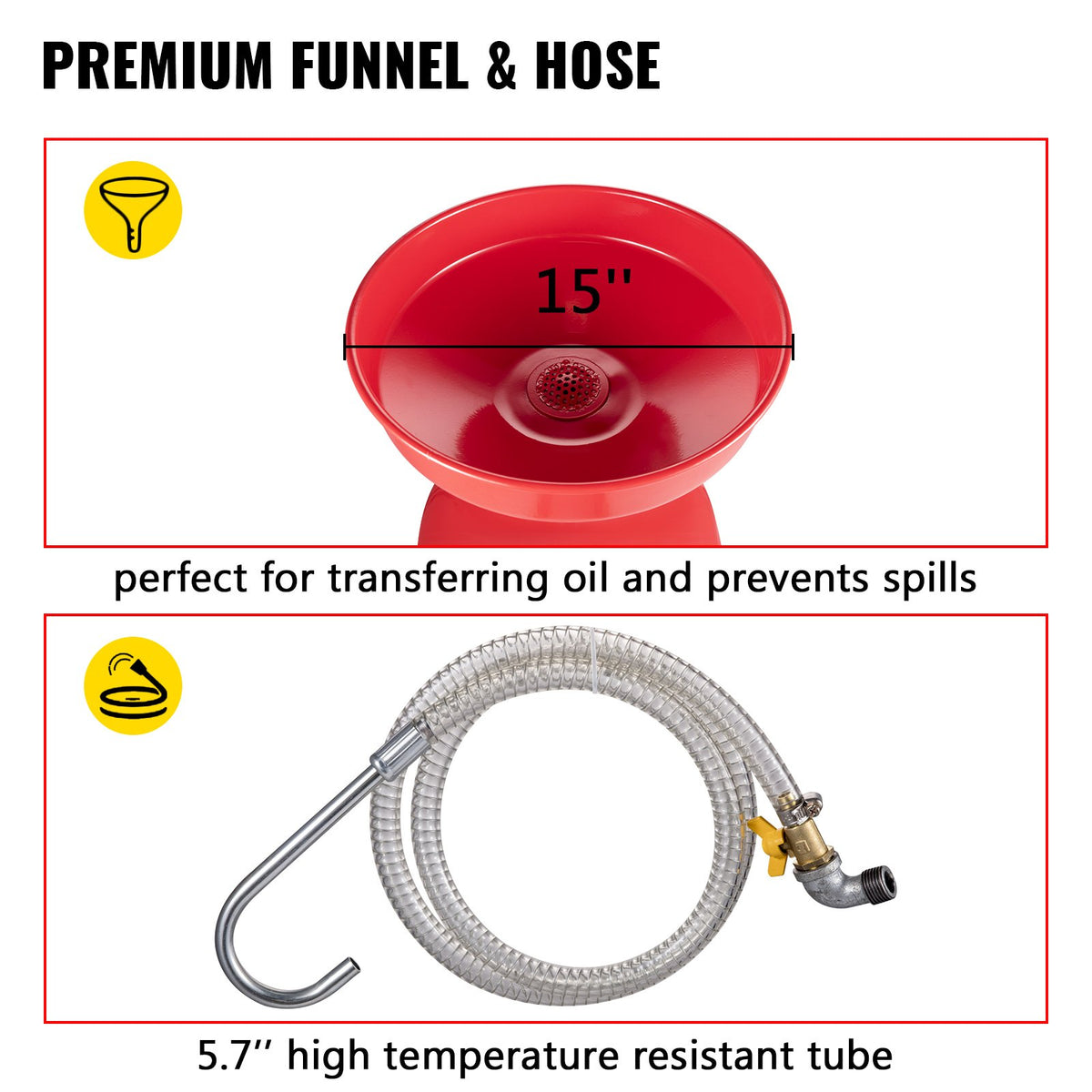 VEVOR Waste Oil Drain Tank 80 L Portable Oil Drain Air Operated Drainer Oil Change, Oil Drain Container, Fluid Fuel Transfer Drainage Adjustable Funnel Height, with Pressure Regulating Valve