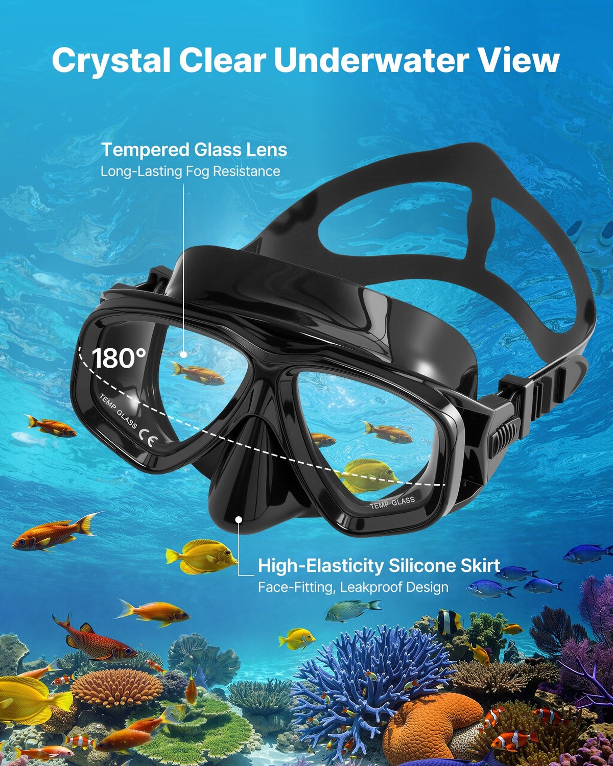 VEVOR Mini Scuba Tank, 1L Portable Diving Tank for Underwater Breathing, Reusable Lung Diving Cylinder up to 20 Minutes Dive Time, Emergency Rescue Pony Bottle with Adapter & Goggles for Snorkeling