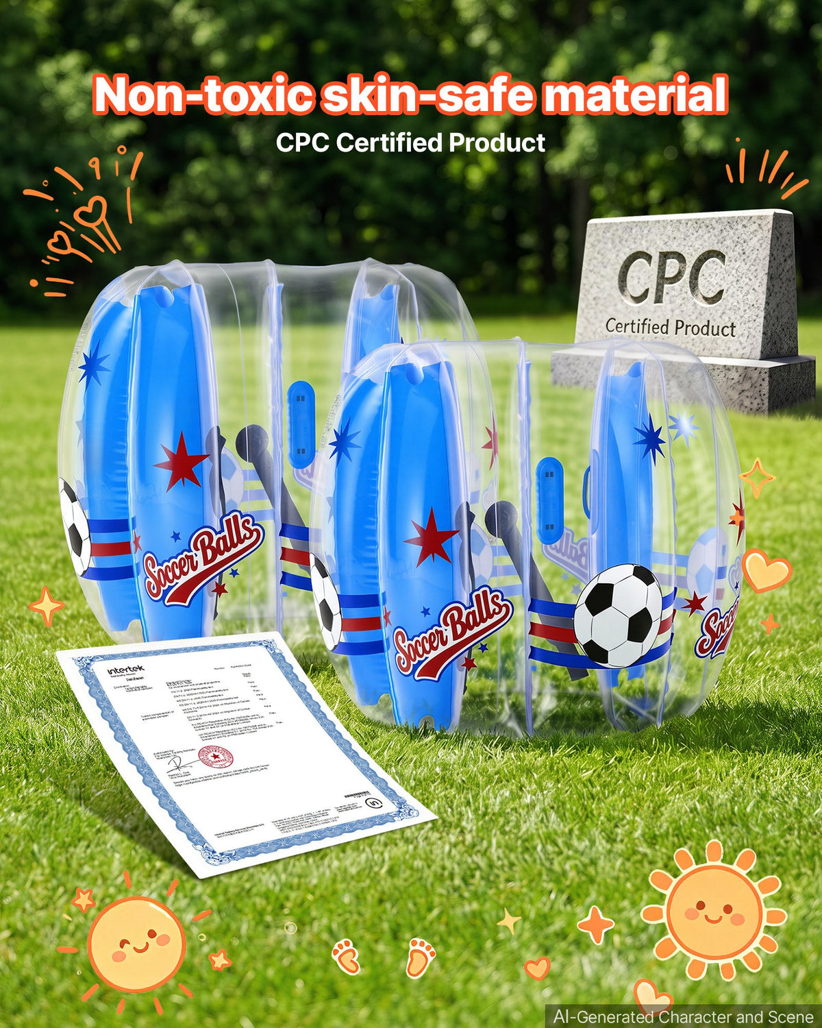 VEVOR 2-Pack Inflatable Bumper Balls 1.2m Human Bubble Teens Transparent, for Backyard, Camping, Picnic, Park, Lawn, and Outdoor Team Gameplay, Thickened PVC Material, Sumo Hamster Ball with Handle