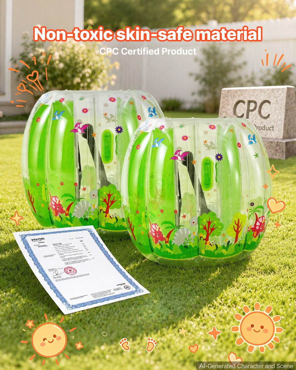 VEVOR 2-Pack Inflatable Bumper Balls 0.9m Human Bubble for Kids Transparent, for Backyard, Camping, Picnic, Park, Lawn, and Outdoor Team Gameplay, Thickened PVC Material, Sumo Hamster Ball with Handle