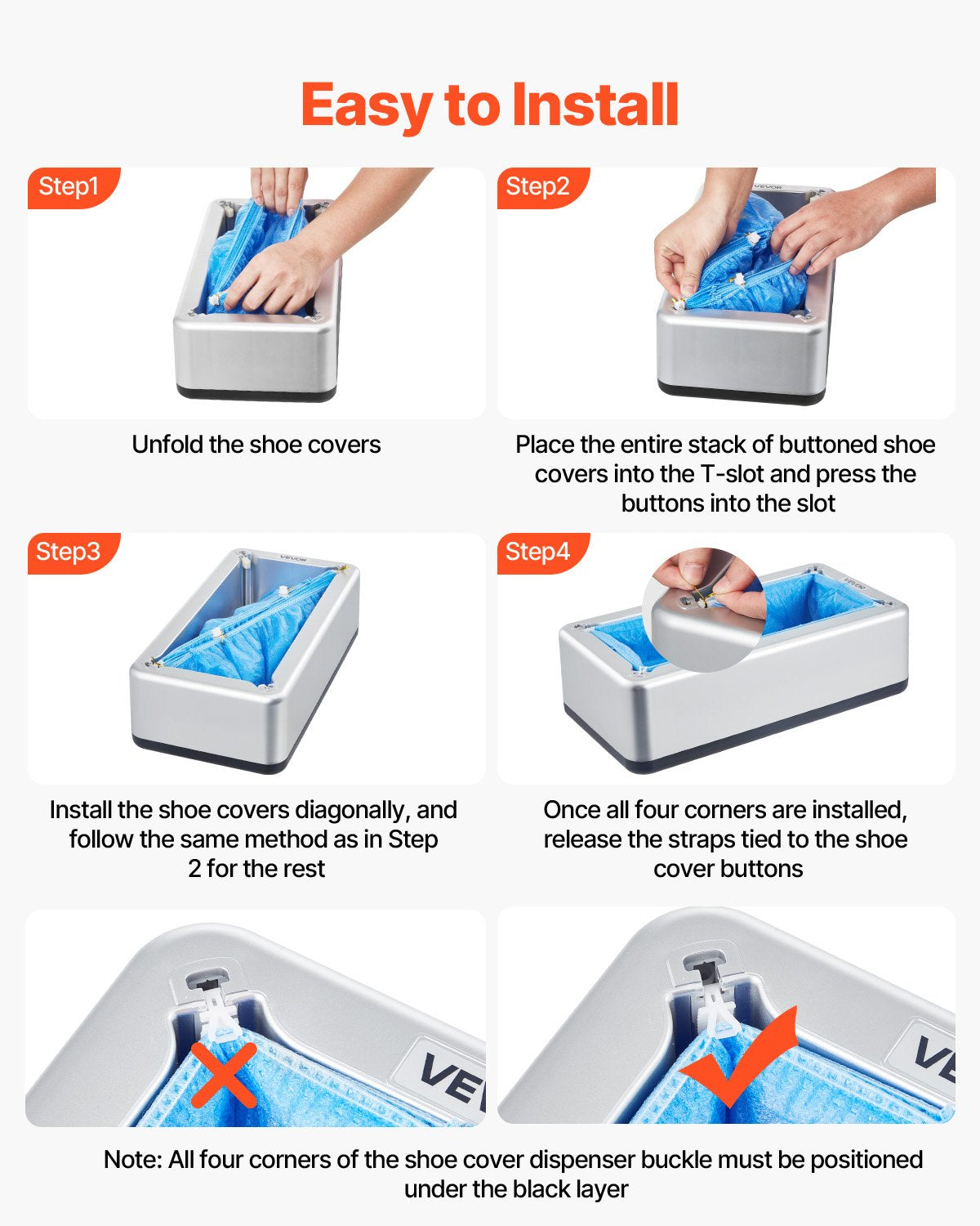 VEVOR Shoe Cover Dispenser Fits Up to US 11 / EU 44 with 100 Disposable Plastic Covers