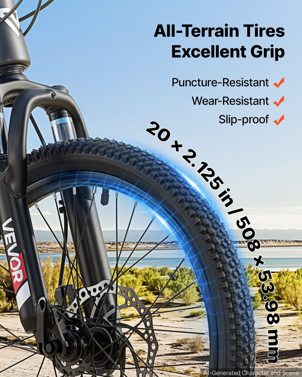 VEVOR Mountain Bike for Men and Women 50.8 cm Outdoor Bicycle 21 Speeds, Adult Bike, Front Suspension, Adjustable Saddle, All-Terrain Tires, High Carbon Steel Frame, Dual Disc Brake, Pre-Assembled