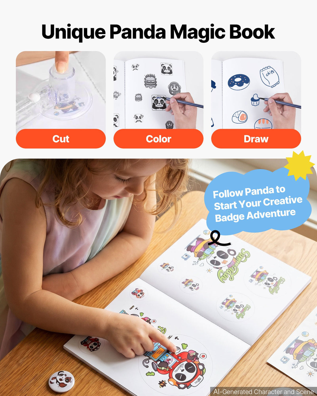 VEVOR Button Maker Machine, 0.98 inch/25mm Pin Maker, Installation-Free Badge Punch Press Kit, Children DIY Gifts Button Making Supplies with 500pcs Button Parts, Circle Cutter, Magic Book
