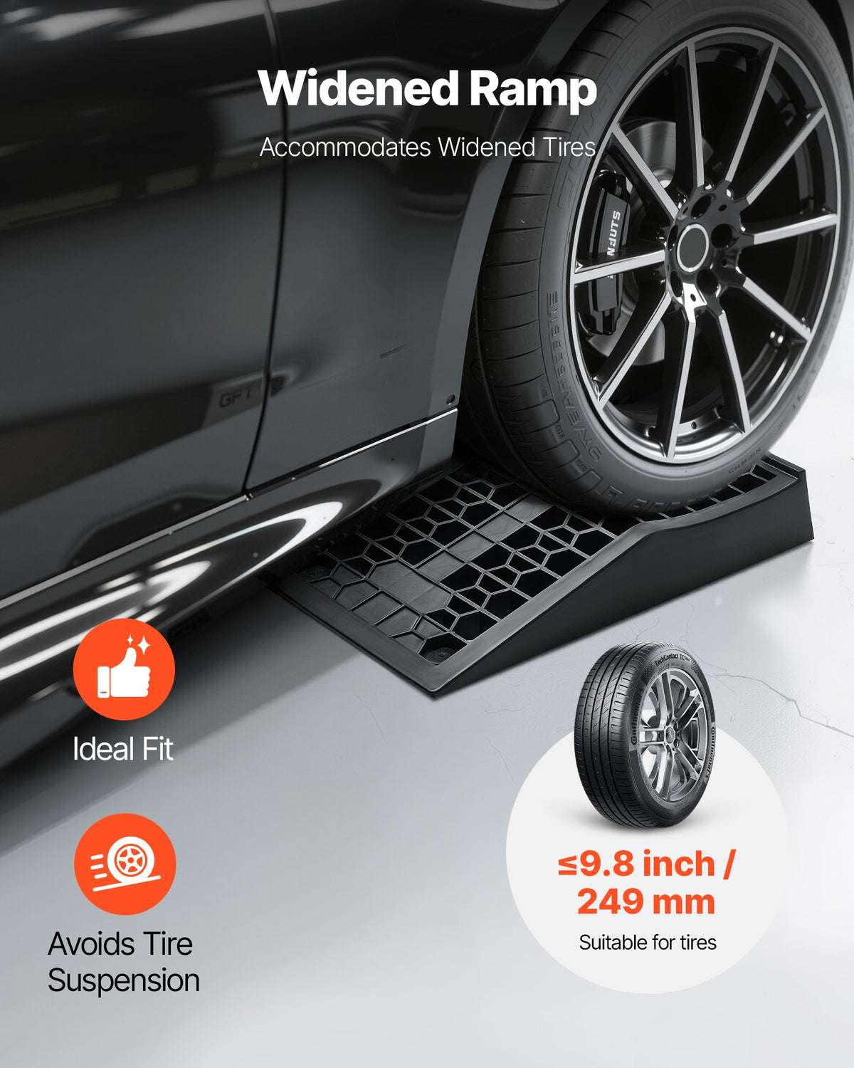 VEVOR Car Ramps, 2 PCS 9072 kg GVW Capacity, 66 mm Lift Height, Portable Low Profile Car Service Ramps for Home Garage Maintenance & Oil Changes, Heavy Duty for Low Chassis Vehicle & Support Jack