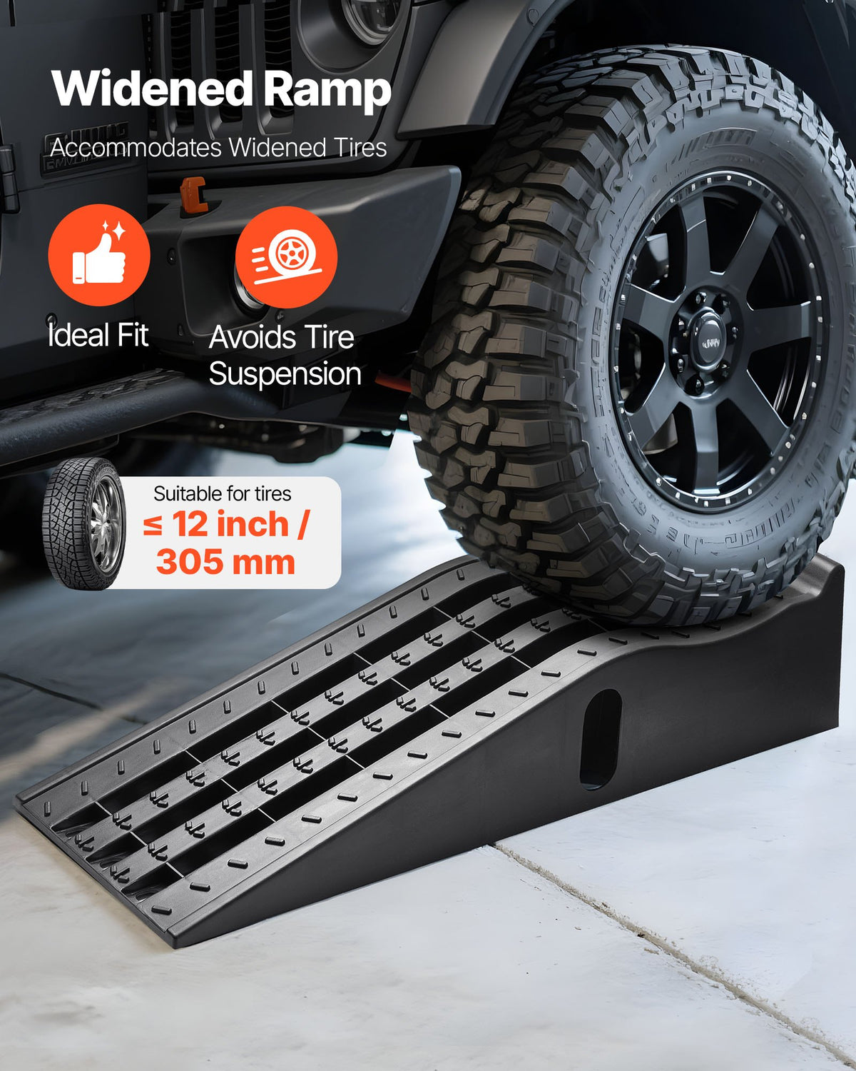 VEVOR Car Ramps, 2 PCS 5897 kg GVW Capacity, 155 mm Lift Height, Portable High Profile Car Service Ramps for Home Garage Maintenance and Oil Changes, Heavy Duty for Truck SUV Vehicle Repair, Black