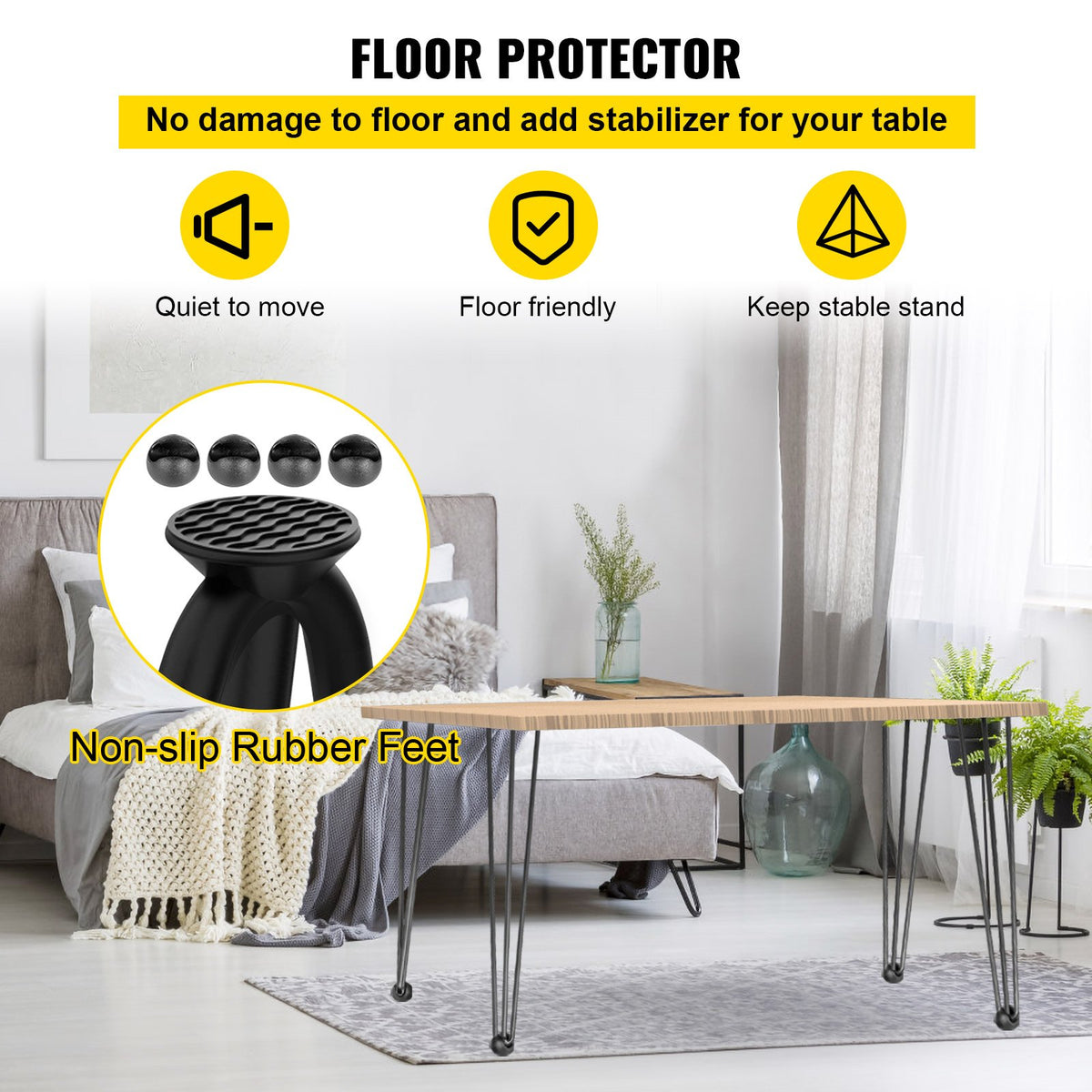 VEVOR Hairpin Table Legs 40.6 cm Black Set of 4 Desk Legs Each 99.8 kg Capacity Hairpin Desk Legs 3 Rods for Bench Desk Dining End Table Chairs Carbon Steel DIY Table Legs Heavy Duty Furniture Legs