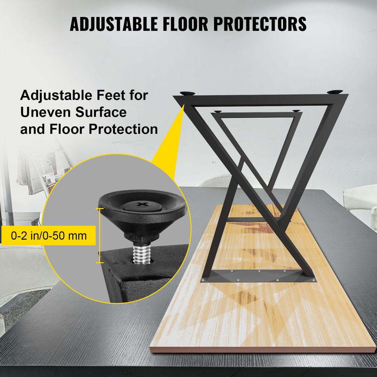 VEVOR Z Shape Metal Table Legs Dining Table Legs 28"x18"/71.1 x 45.7 cm Desk Legs Set of 2