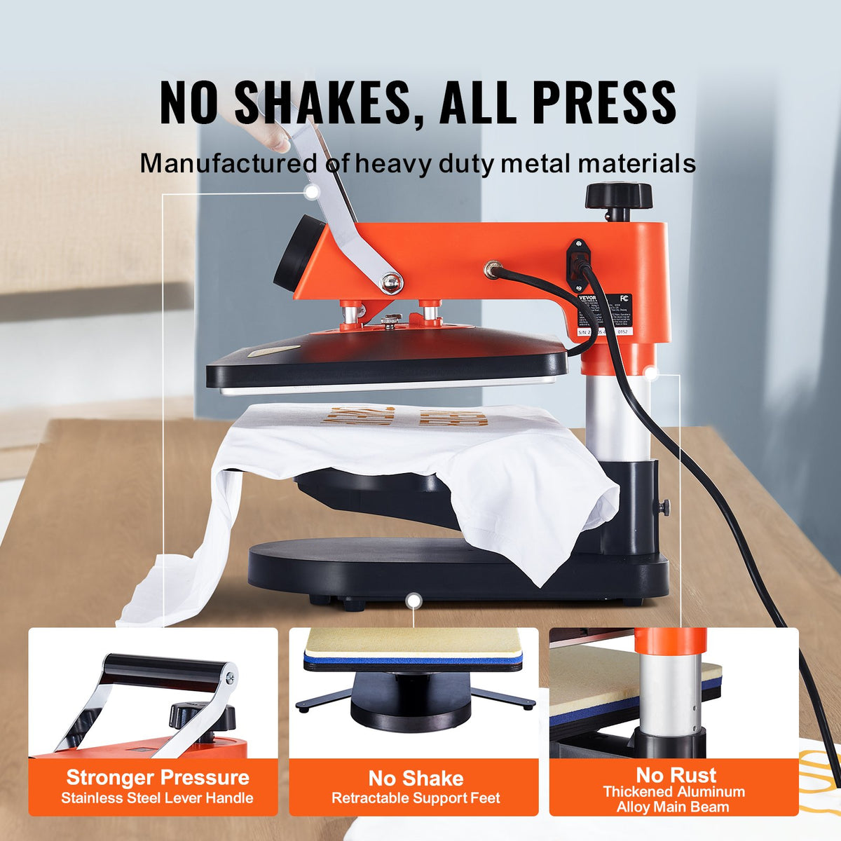 VEVOR Heat Press Machine - 8 in 1 Heat Press Sublimation Machine for DIY T-Shirts/Hats/Mugs/Heat Transfer Projects, 12x15 Multifunction Swing Away Heat Press with 360° Rotatio Tested to UL Standards
