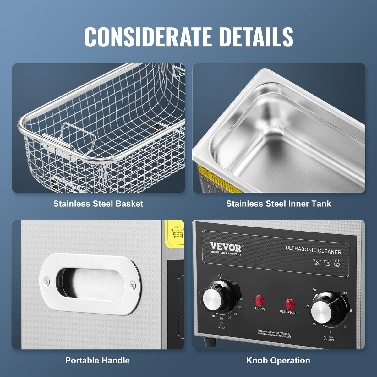 VEVOR 3L Ultrasonic Cleaner with Heater Timer & Basket, Professional Digital Sonic Cavitation Machine, 120W Cleaning Machine for Watch Instruments, Glasses, Coin, Metal Parts, Tool