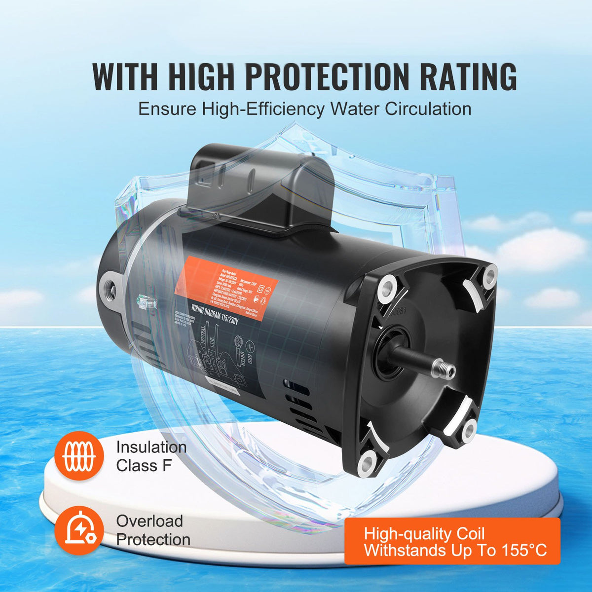 VEVOR 1 HP Pool Pump Motor