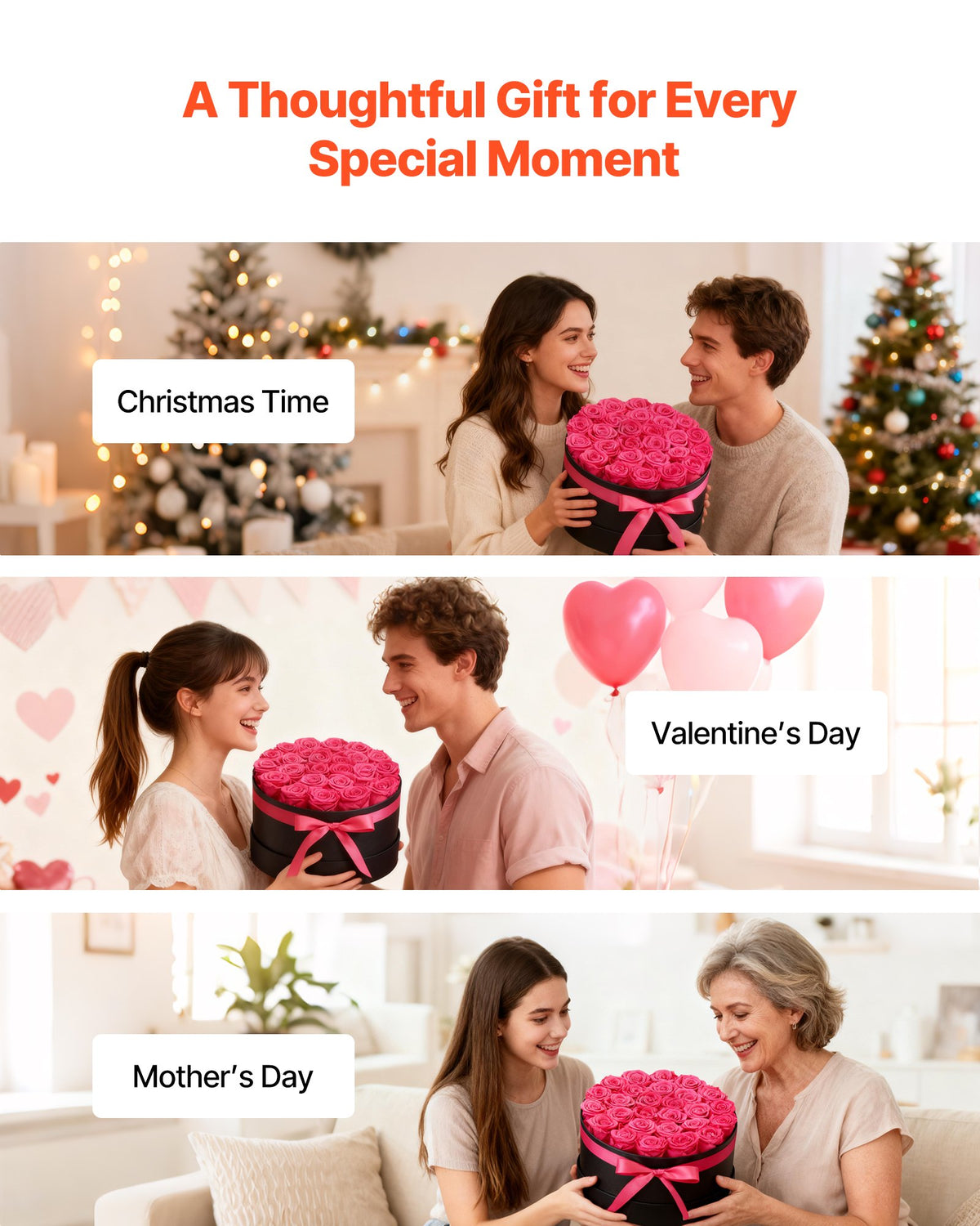 VEVOR Forever Flowers, 27 Preserved Roses in a Box, Eternal Flowers Immortal Bouquet Birthday Present for Delivery Prime Women Her Wife Mothers, Anniversary, Valentine's Day,Christmas, Rose Red