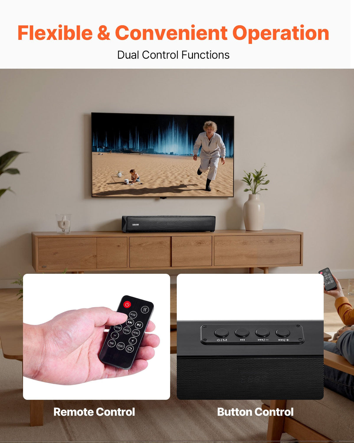 VEVOR Sound Bar for Smart TV, 2.0 Channel, 450 mm Compact Soundbar TV Speakers for Projector, Bluetooth AUX Connection, Remote Control, Easy Setup, 80W Surround Sound System for PC Home Theater Audio