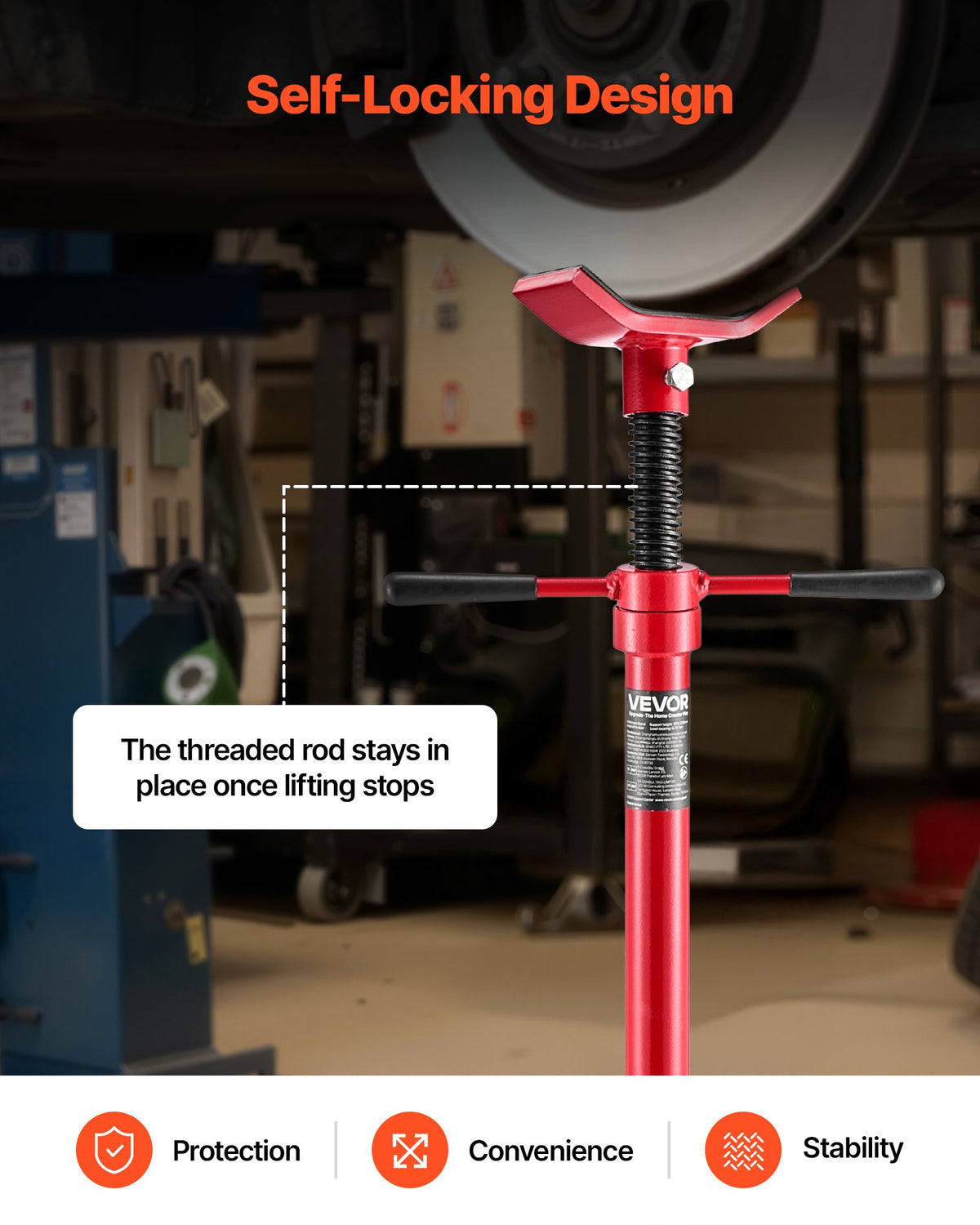 VEVOR Underhoist Support Stand, 3/4 Ton Capacity Under Hoist Jack Stand, Lifting from 1372 to 2130 mm, Bearing Mounted Spin Handle, Self-Locking Threaded Screw, Stable Base, Support Vehicle Components