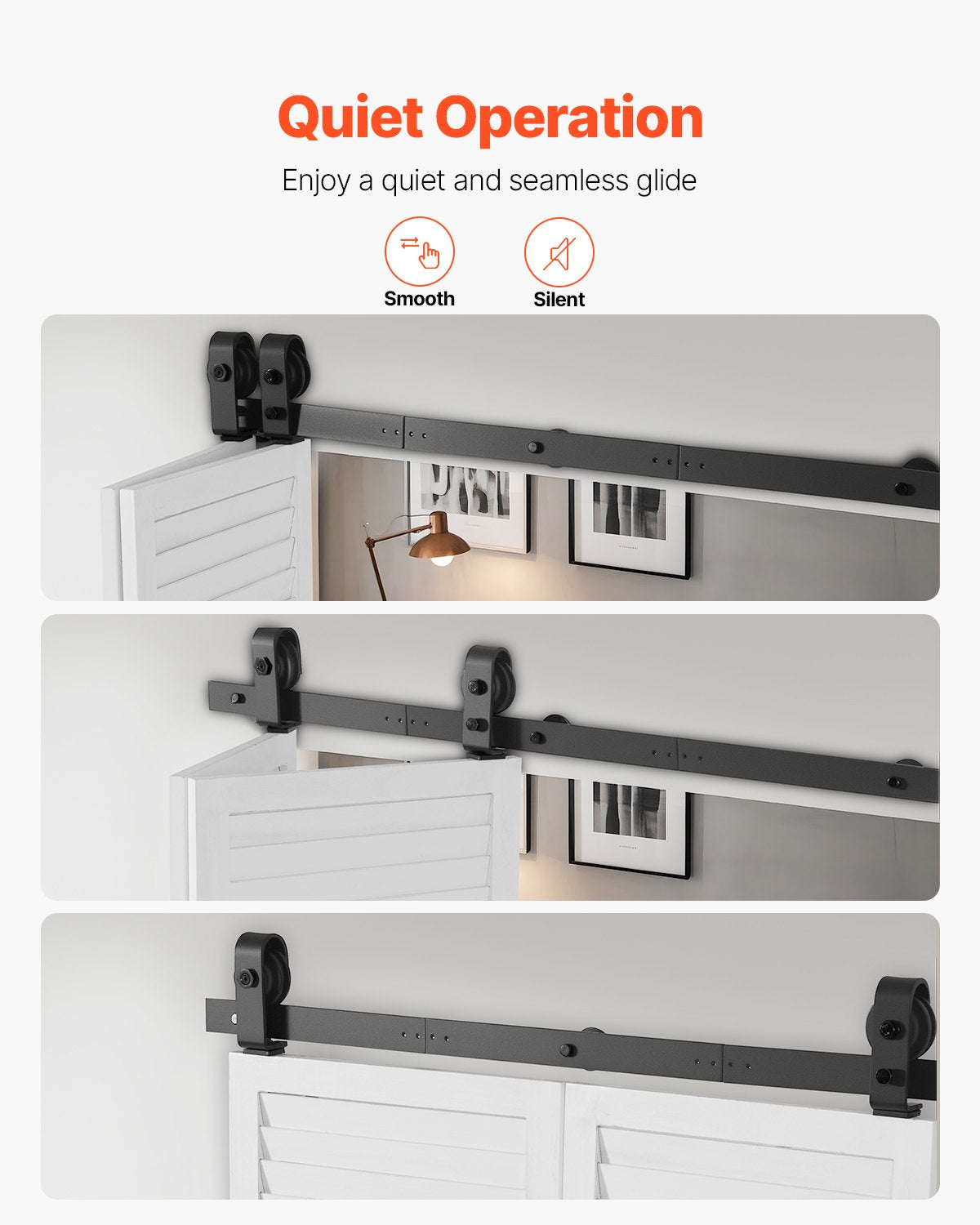 VEVOR Bi-Folding Sliding Barn Door Hardware Track Kit, 40" Top Mount Track Kit, Slide Smoothly & Quietly, Heavy Duty, Easy to Install, Suitable for Two 18" Closet Pantry Laundry Doors (Not Included)