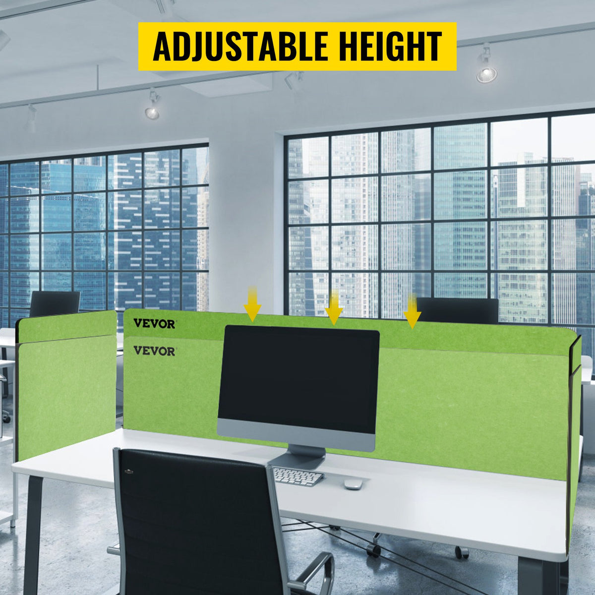 VEVOR Desk Divider 60'' Desk Privacy Panel, 3 Panels Privacy Acoustic Panel, Sound Absorbing Acoustic Privacy Panel, Reduce Noise and Visual Distractions, Lightweight Clamp-on Divider Green