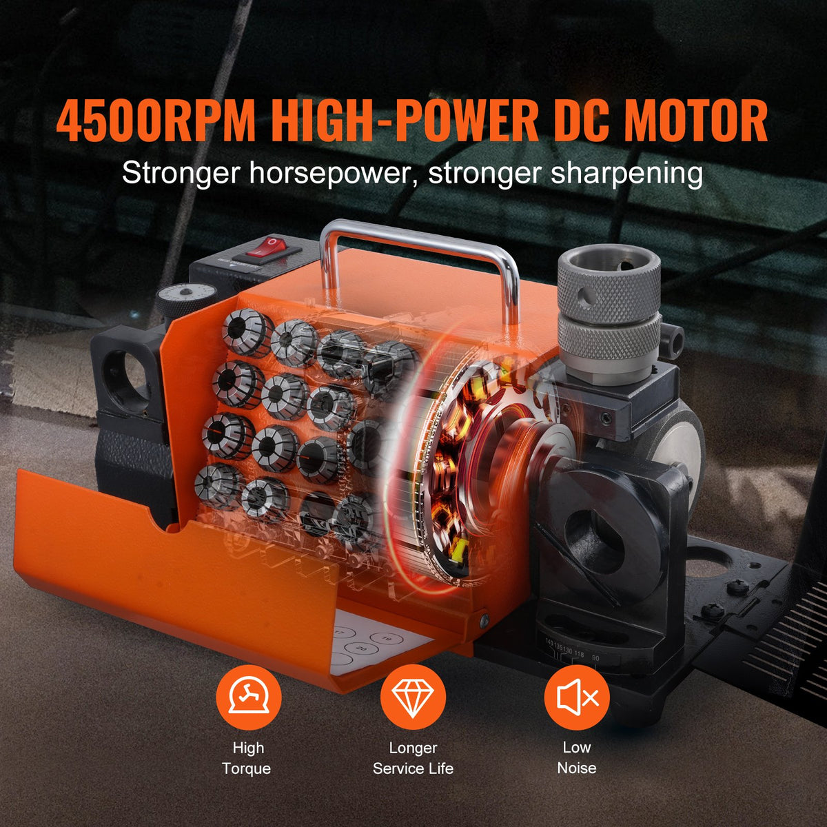 VEVOR MR-20G Drill Bits Sharpener 3-20mm Bits Grinder Sharpener with 18 Collets
