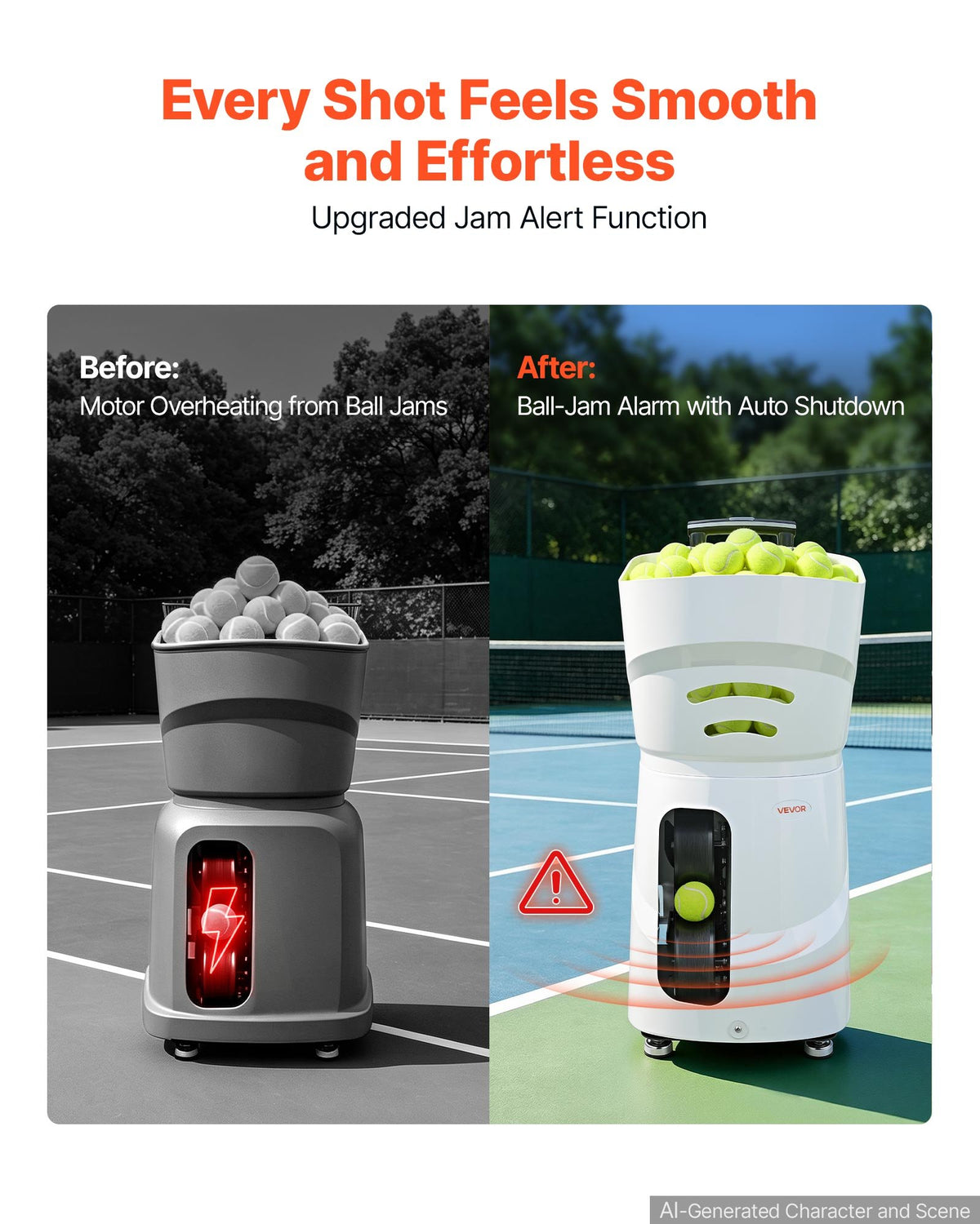 VEVOR Tennis Ball Machine Auto Portable Ball Launcher for Practice Training, with App Remote Control, 110 Ball Capacity, Spin Control, 21 Training Modes, 4H Battery Life, and Speeds up to 75MPH