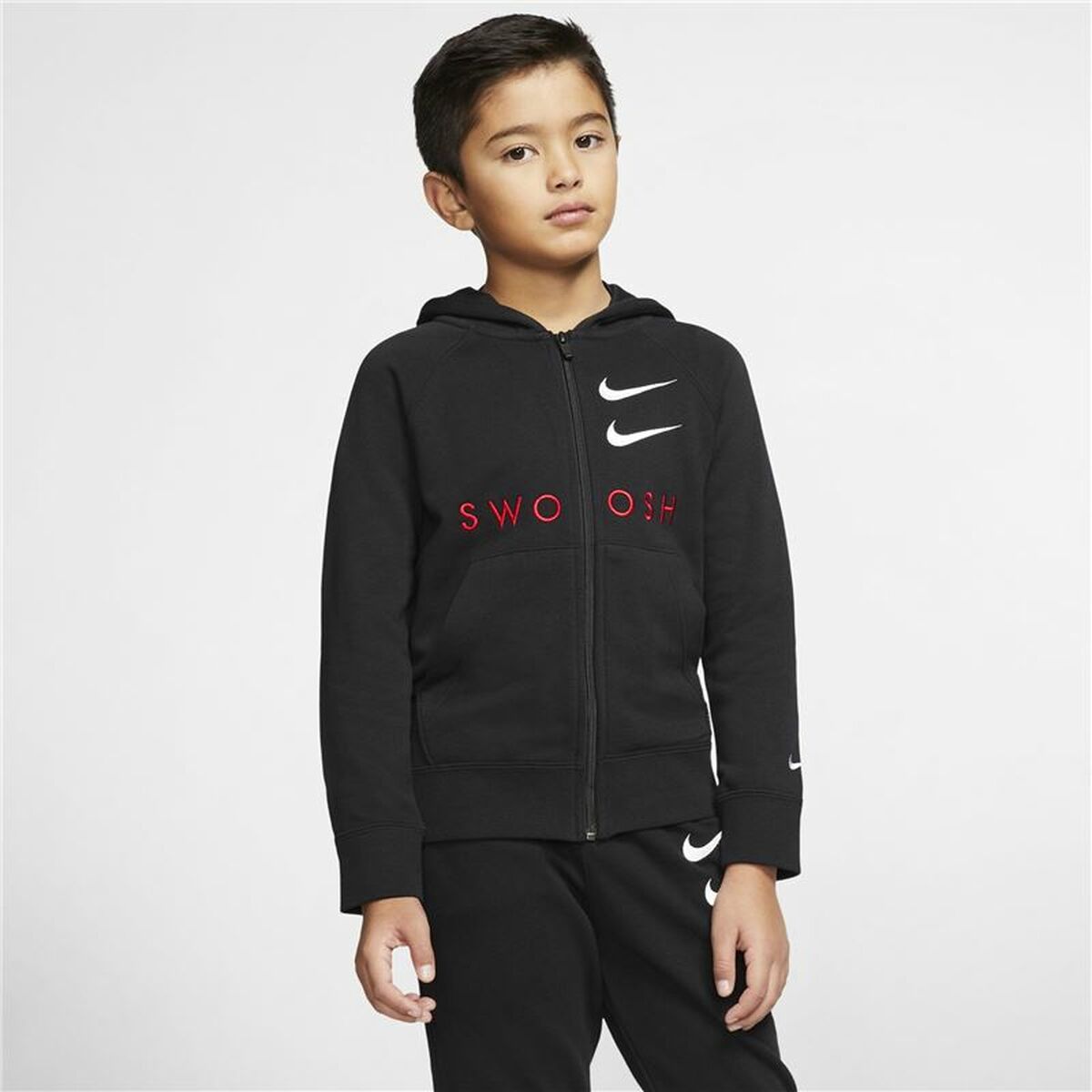 Παιδικό Αθλητικό Μπουφάν Nike Swoosh Μαύρο