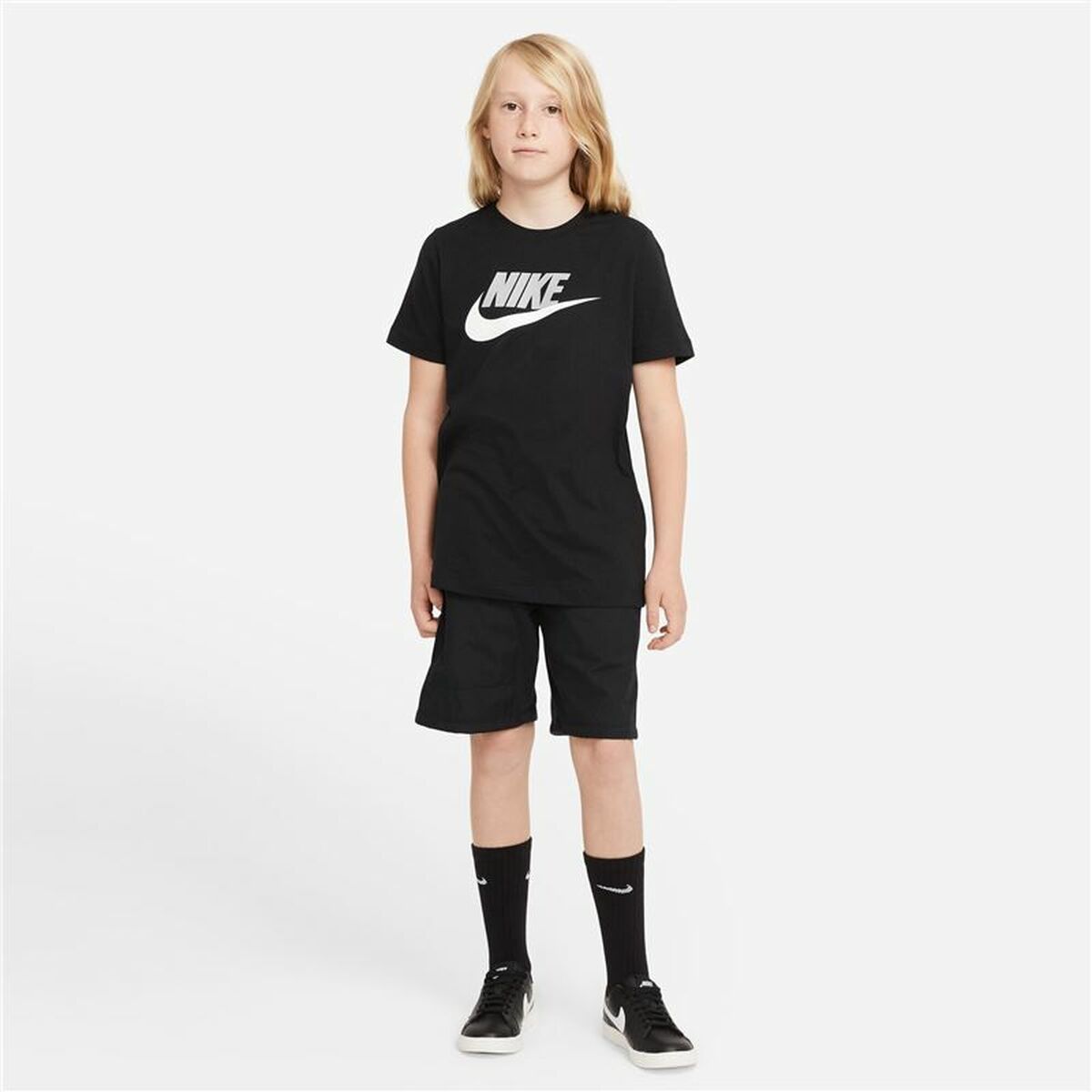 Παιδικό Μπλούζα με Κοντό Μανίκι Nike Sportswear Μαύρο