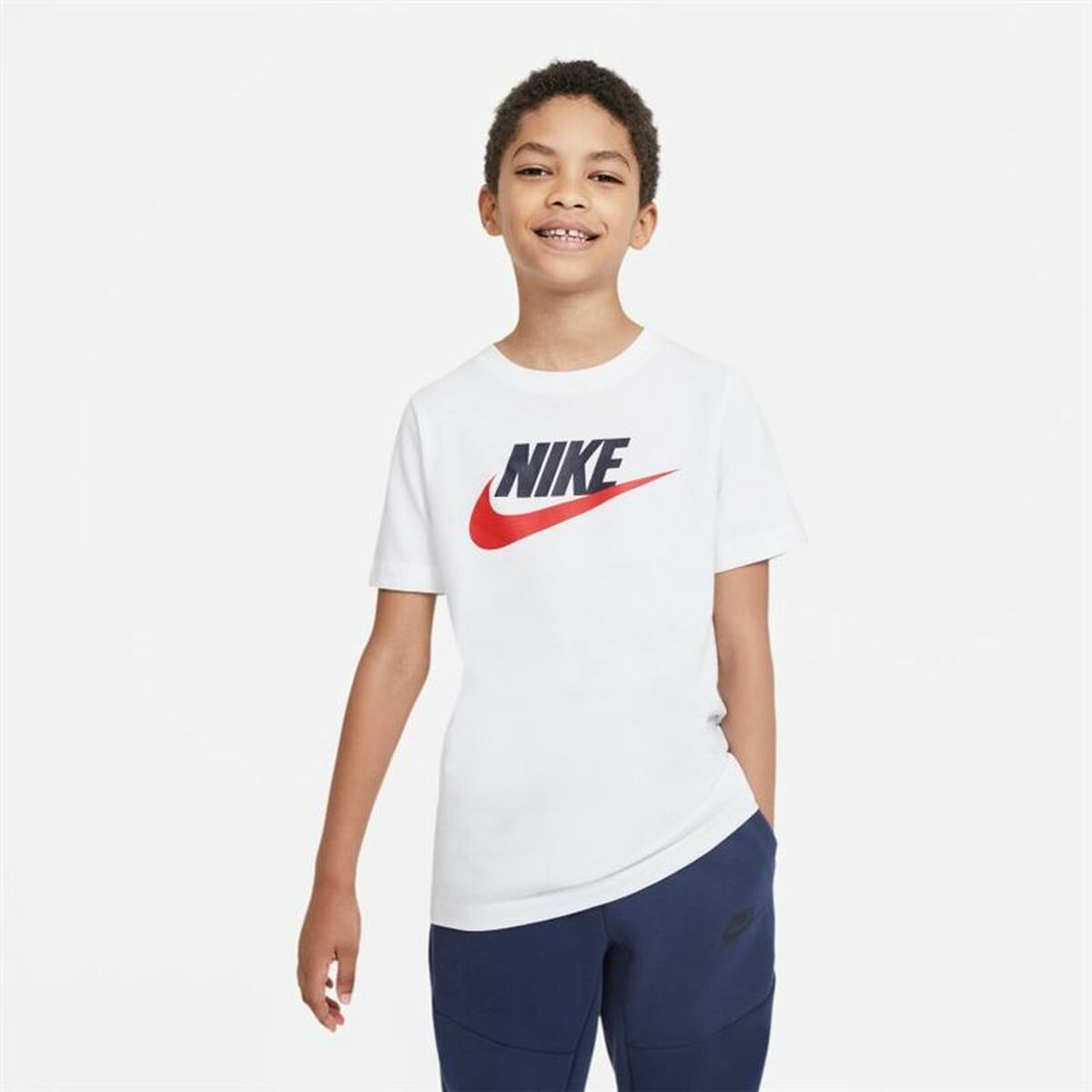 Παιδική Μπλούζα με Κοντό Μανίκι Nike Sportswear Λευκό