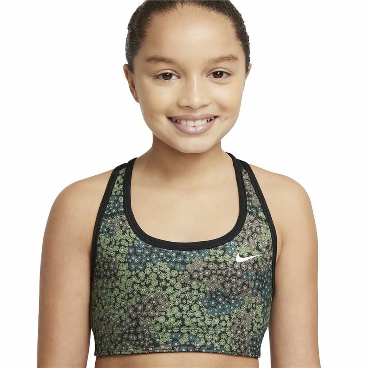 Αθλητικό σουτιέν Nike Dri-FIT Swoosh Μαύρο/Πράσινο Παιδικά