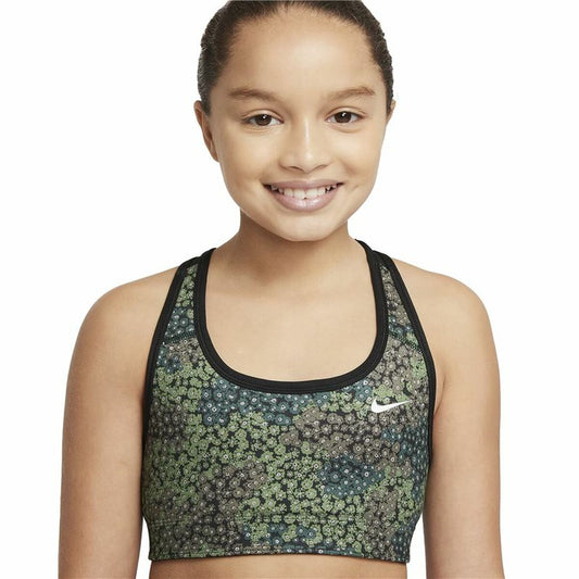 Αθλητικό σουτιέν Nike Dri-FIT Swoosh Μαύρο/Πράσινο Παιδικά