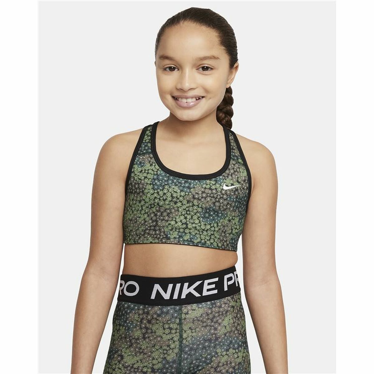 Αθλητικό σουτιέν Nike Dri-FIT Swoosh Μαύρο/Πράσινο Παιδικά