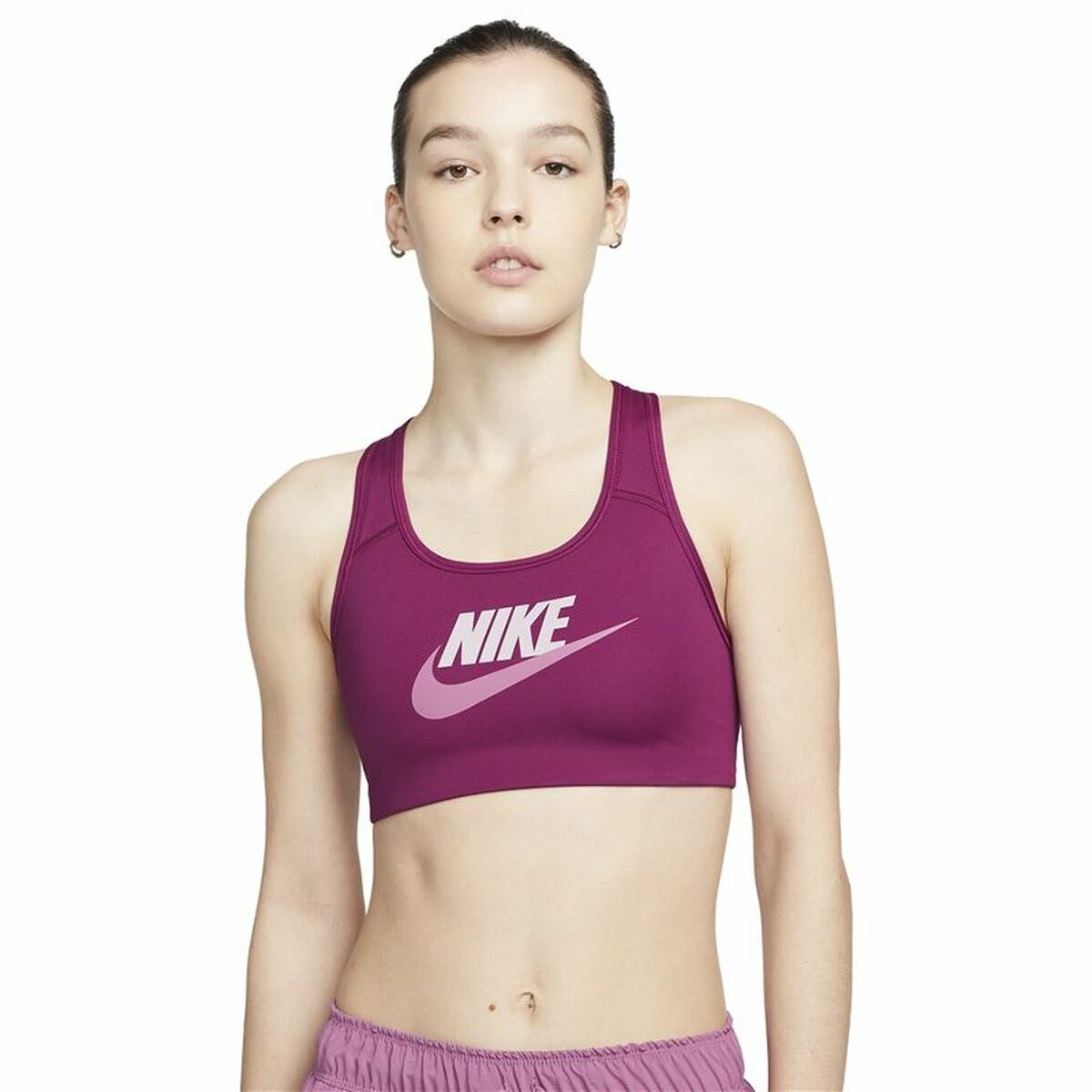 Αθλητικό σουτιέν Nike Dri-FIT Swoosh Βουργουνδίας