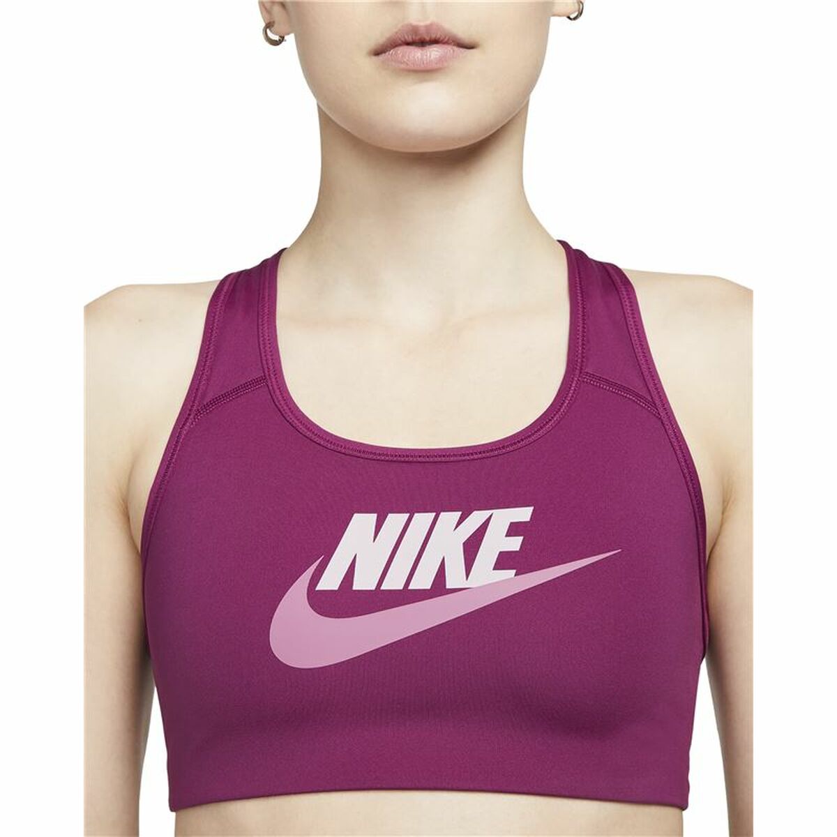 Αθλητικό σουτιέν Nike Dri-FIT Swoosh Βουργουνδίας