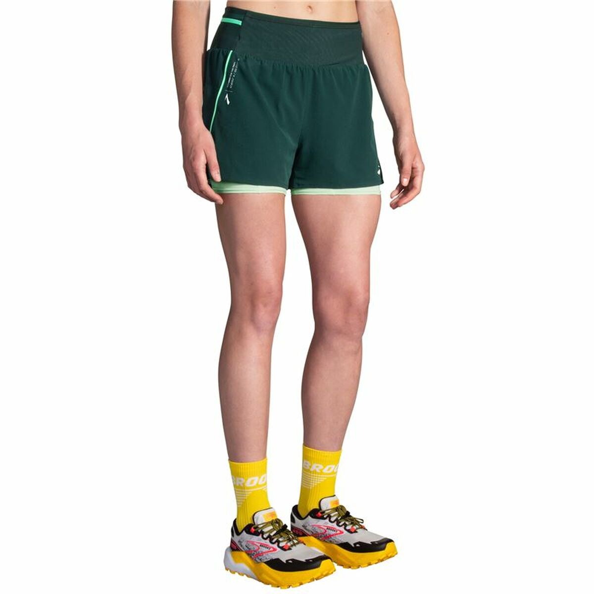Γυναικεία Αθλητικά Σορτς Brooks High Point 3" 2-in-1 2.0 Πράσινο