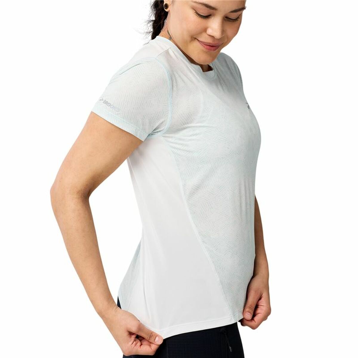 Ανδρική Μπλούζα με Κοντό Μανίκι Brooks Sprint Free Sleeve Λευκό Ανοιχτό Μπλε