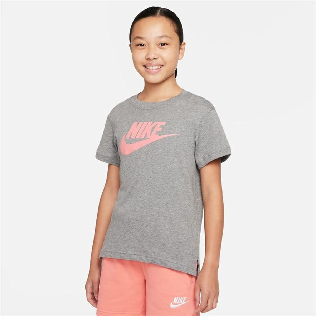 Παιδικό Μπλούζα με Κοντό Μανίκι Nike Sportswear Γκρι