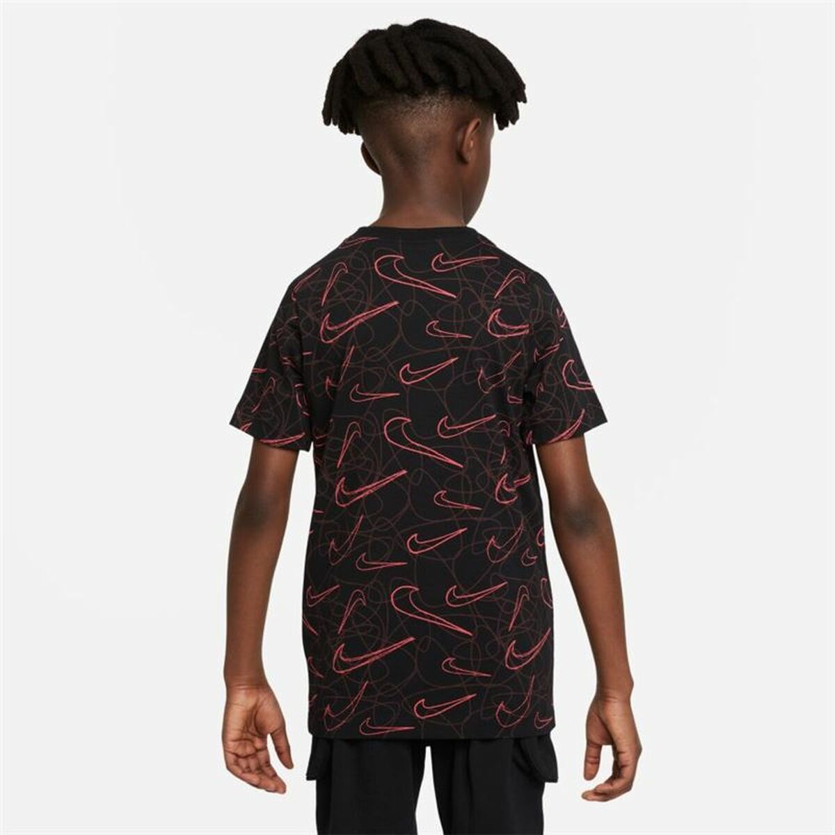 Παιδικό Μπλούζα με Κοντό Μανίκι Nike Sportswear AOP Μαύρο