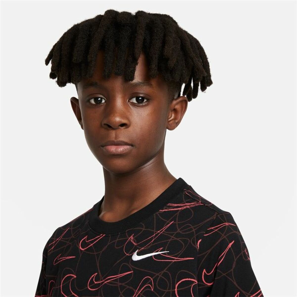 Παιδικό Μπλούζα με Κοντό Μανίκι Nike Sportswear AOP Μαύρο