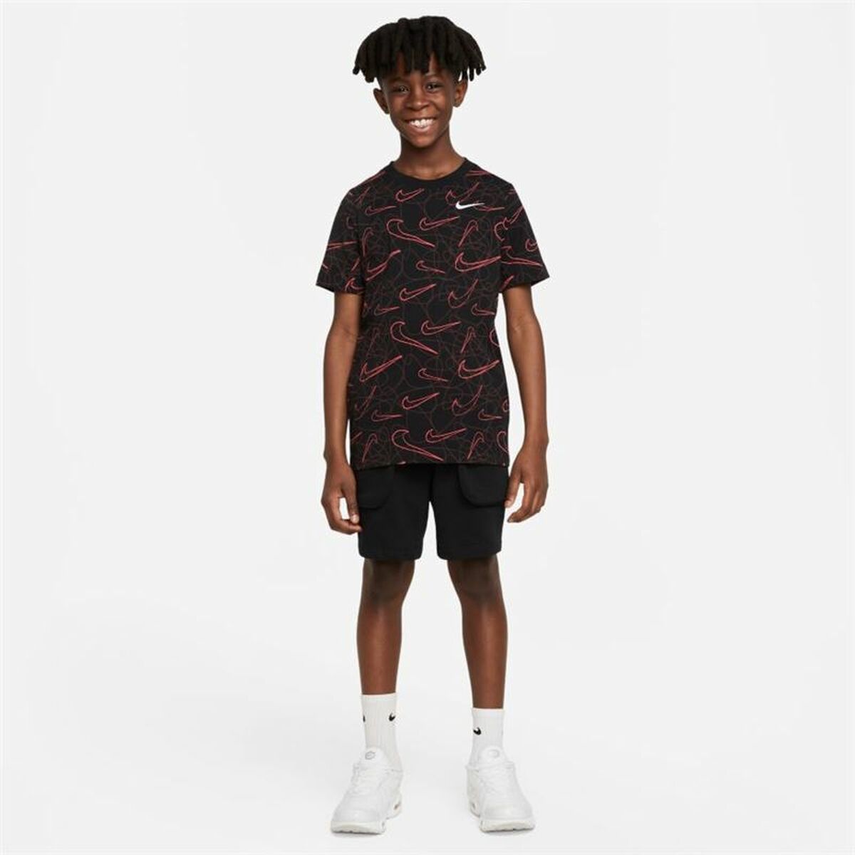 Παιδικό Μπλούζα με Κοντό Μανίκι Nike Sportswear AOP Μαύρο