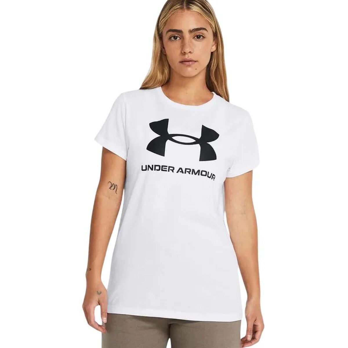 Γυναικεία Μπλούζα με Κοντό Μανίκι Under Armour UA Sportstyle Logo Λευκό