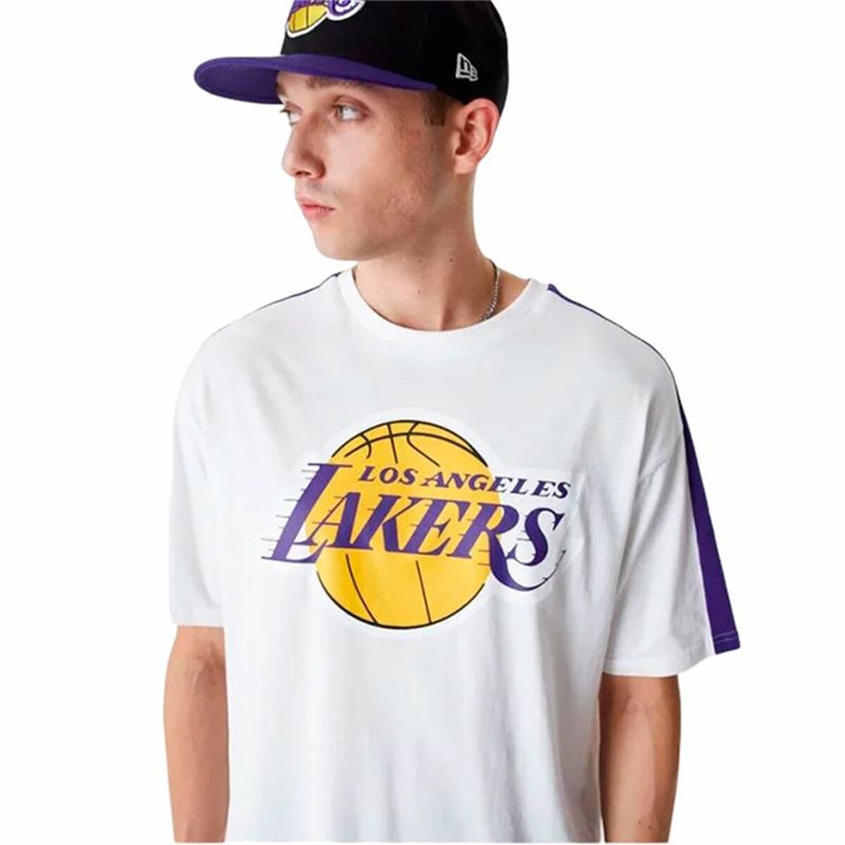 Ανδρική Μπλούζα με Κοντό Μανίκι New Era NBA Colour Block LA Lakers Λευκό