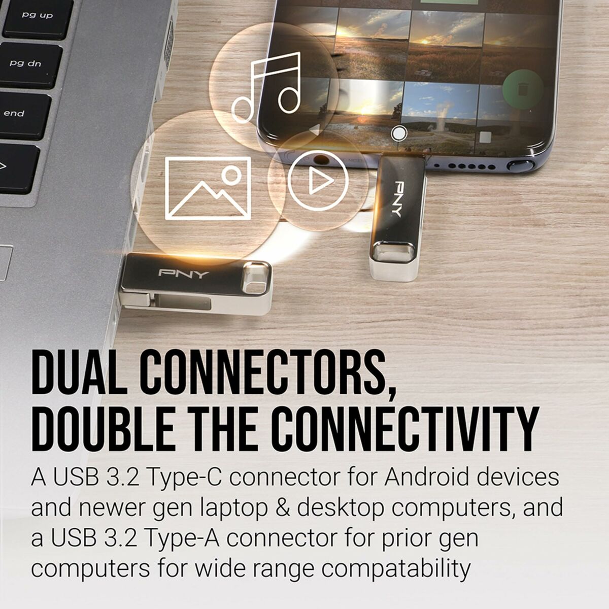 Στικάκι USB PNY P-FDI128DULINKTYC-GE