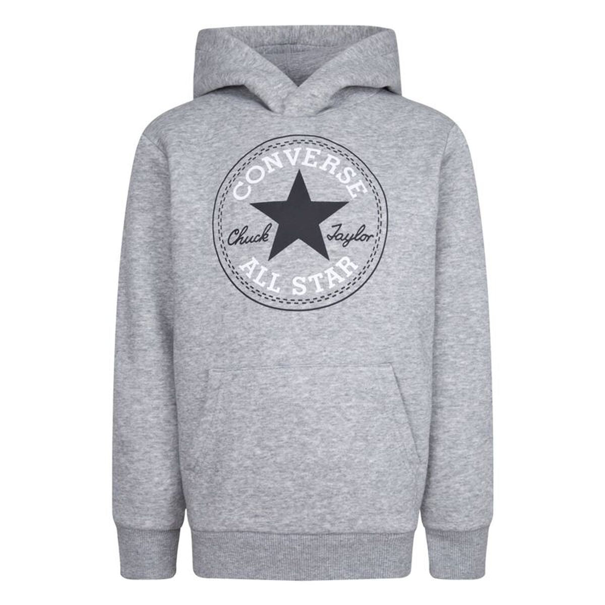 Παιδικό Φούτερ με Κουκούλα Converse Chuck Taylor Patch Core Ανοιχτό Γκρι