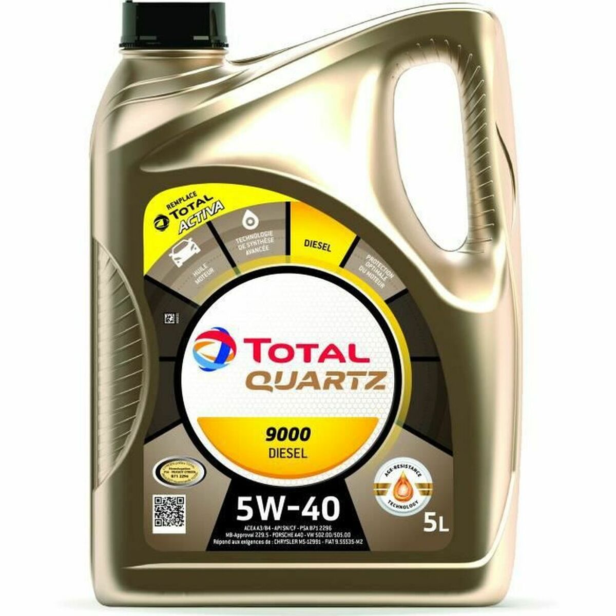 Λάδι Κινητήρα Αυτοκινήτου Total QUARTZ 9000 5 L Diesel 5W40