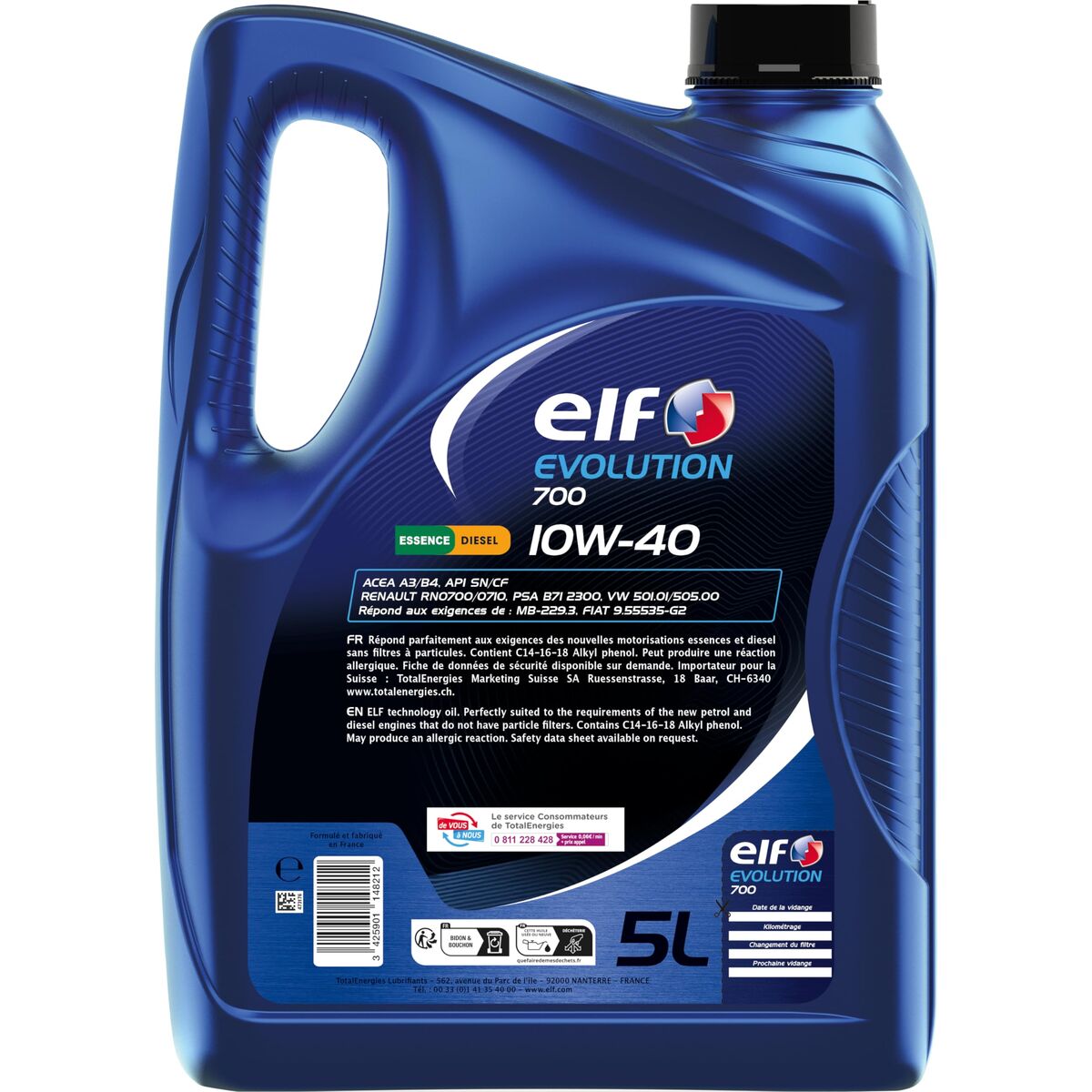 Λάδι Κινητήρα Αυτοκινήτου Elf Evolution 700 10W40 5 L