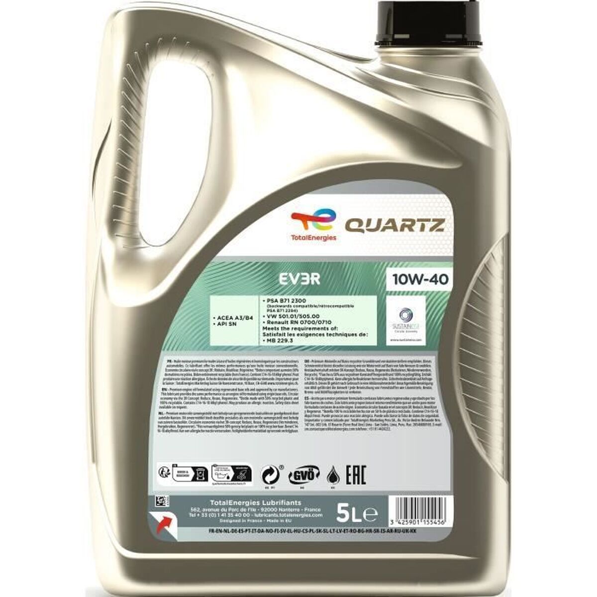 Λάδι Κινητήρα Αυτοκινήτου Totalenergies Quartz EV3R 10W40 5 L