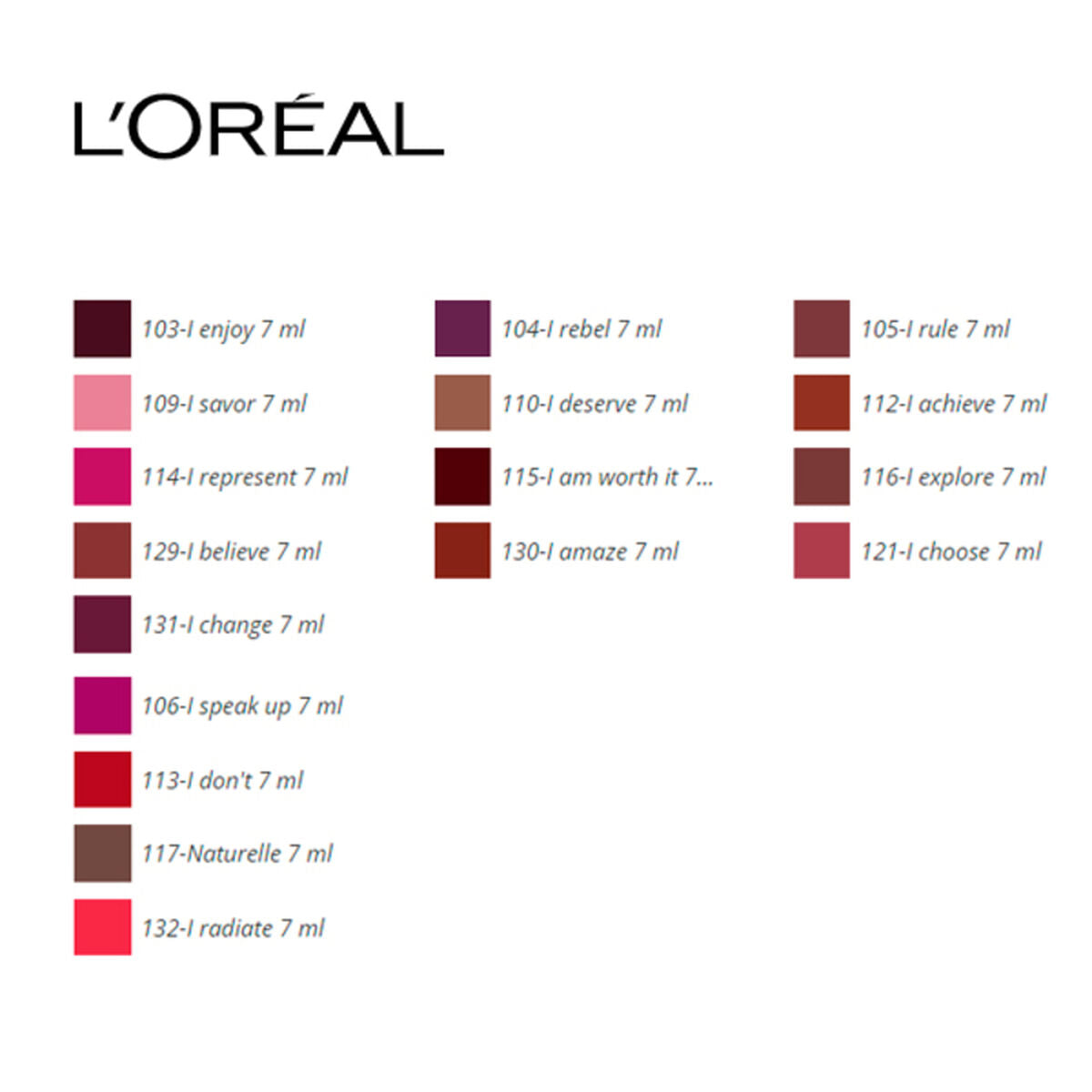 Κραγιόν Rouge Signature L'Oreal Make Up (7 ml) 7 ml