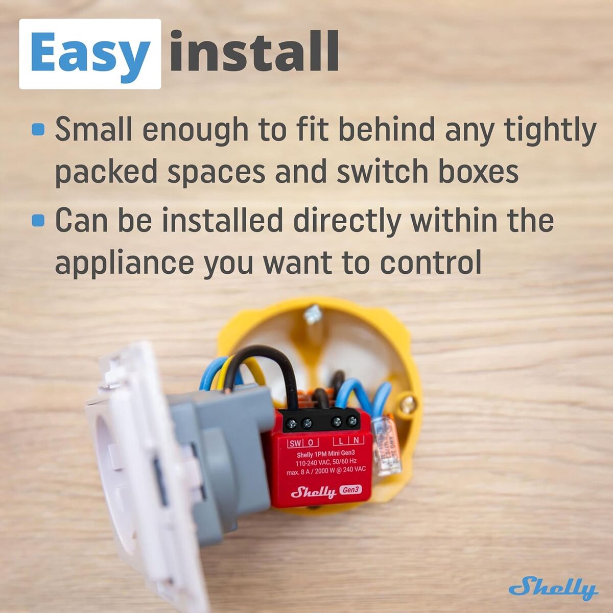 Μονάδα διακόπτη Wi-Fi Shelly Mini 1PM Gen3 Bluetooth Wi-Fi Bluetooth 4.2