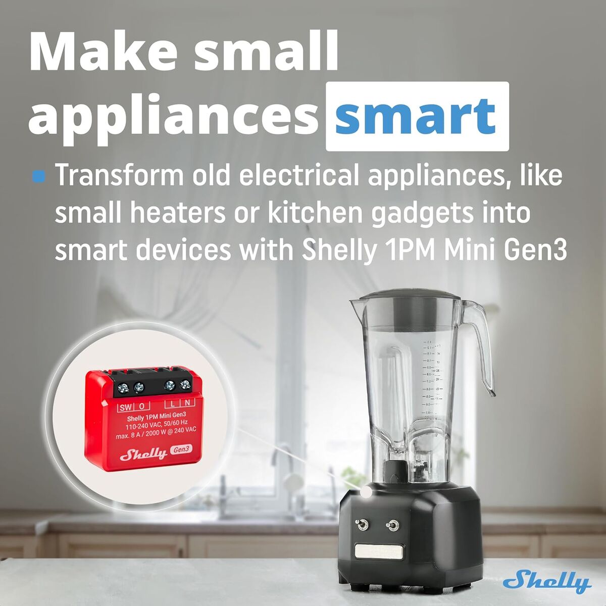 Μονάδα διακόπτη Wi-Fi Shelly Mini 1PM Gen3 Bluetooth Wi-Fi Bluetooth 4.2