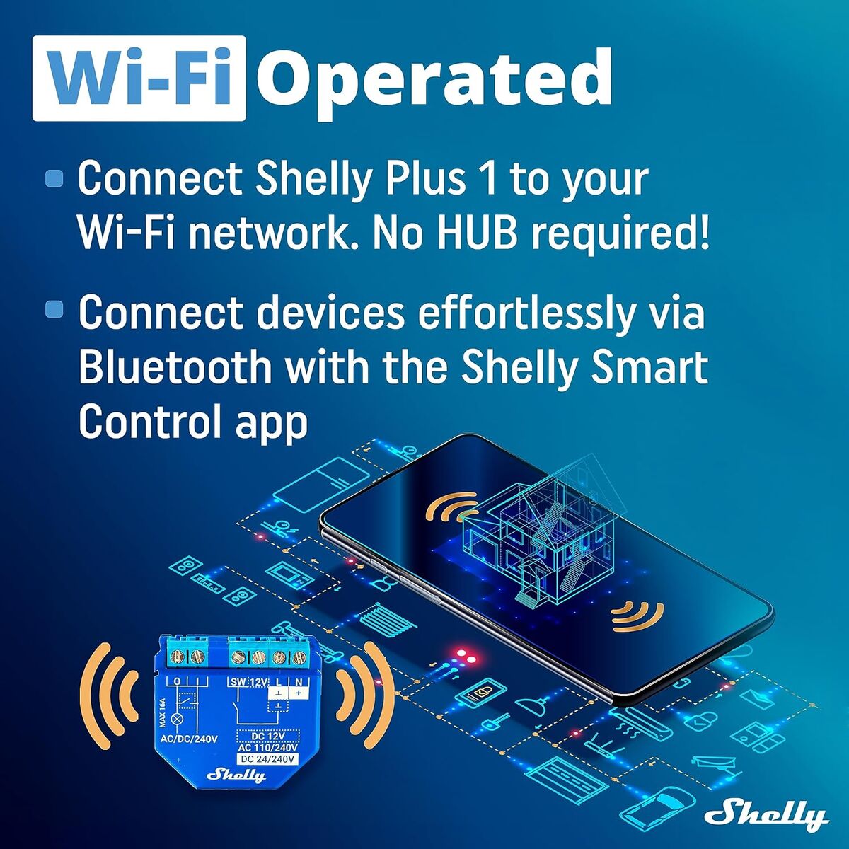 Έξυπνο Βύσμα Shelly PLUS 1 100 - 240 V 16 A
